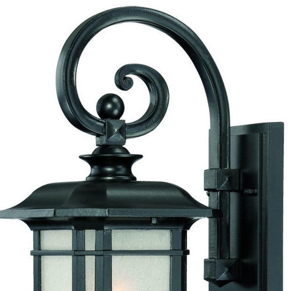 Matte Black Frosted Linen Glass Lantern Wall Light - AFS