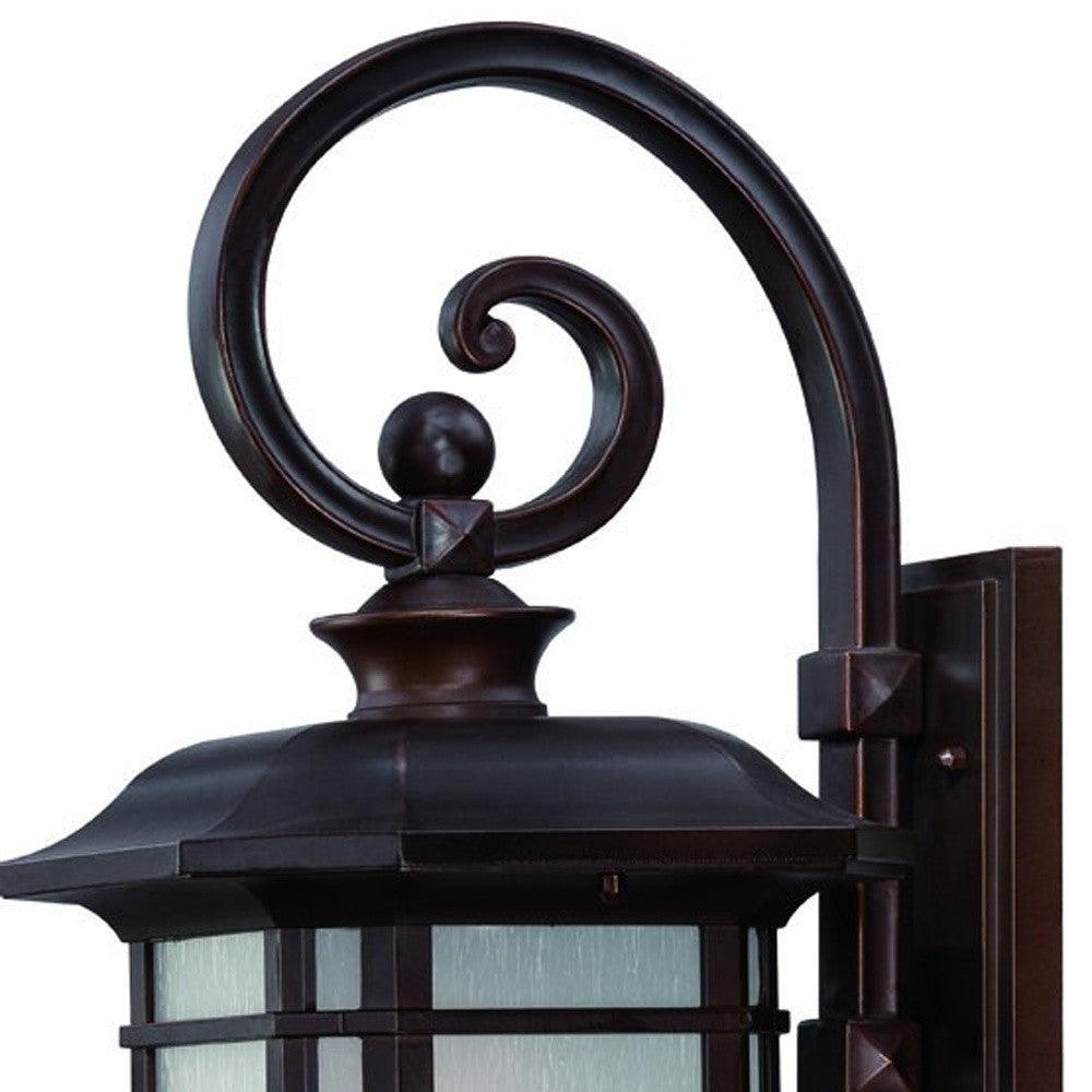 XL Antique Bronze Frosted Linen Glass Lantern Wall Light - AFS