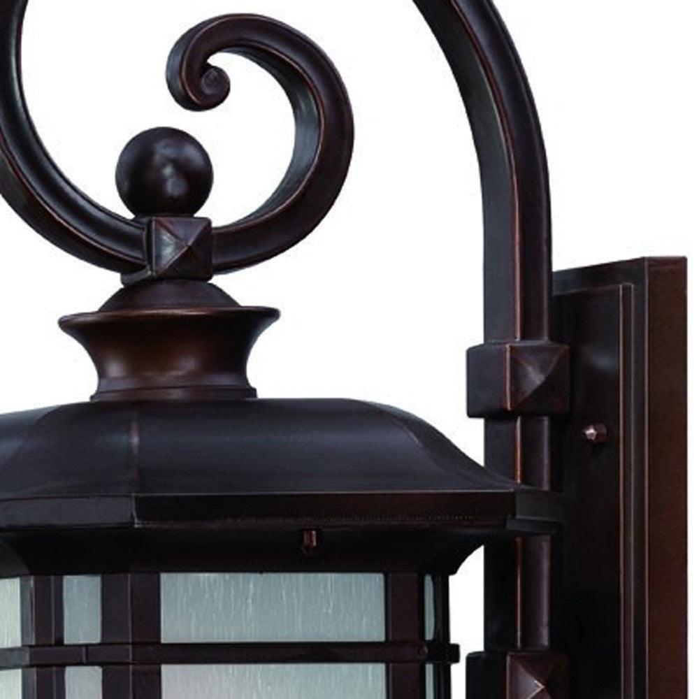 XL Antique Bronze Frosted Linen Glass Lantern Wall Light - AFS