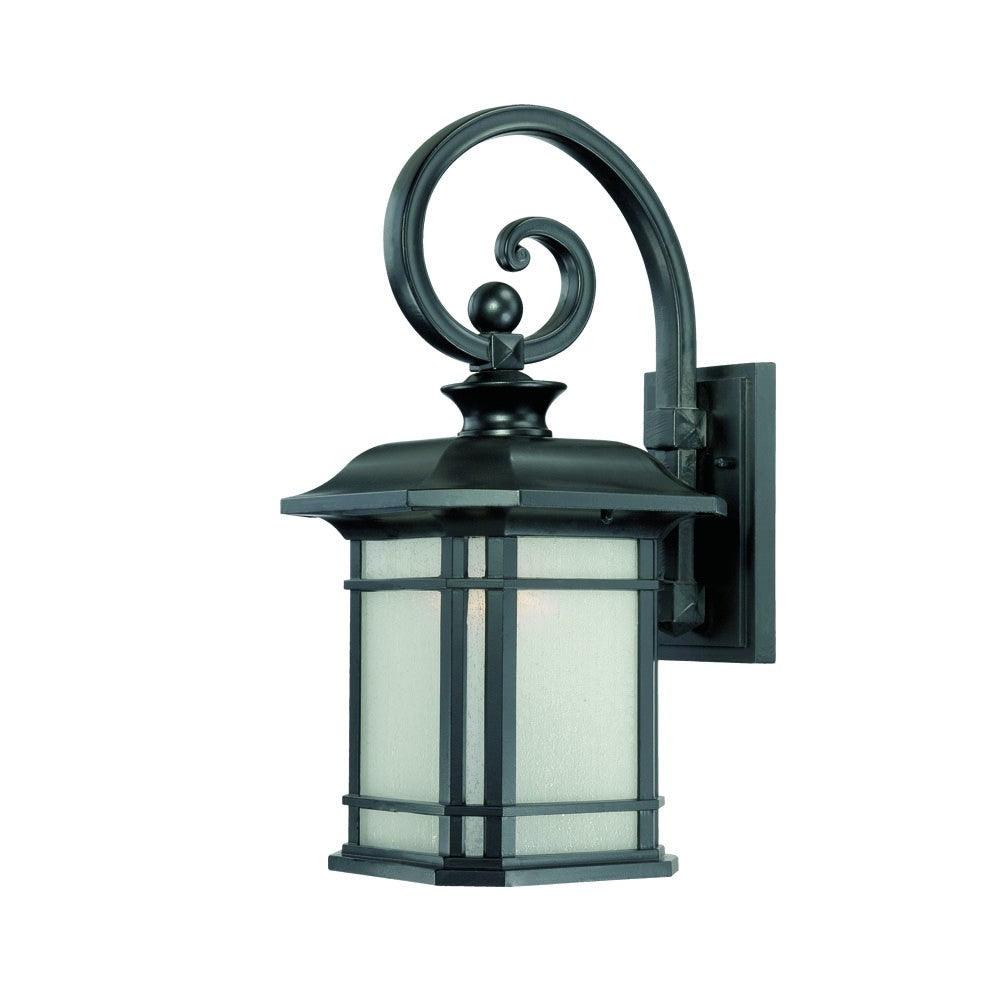 XL Matte Black Frosted Linen Glass Lantern Wall Light - AFS