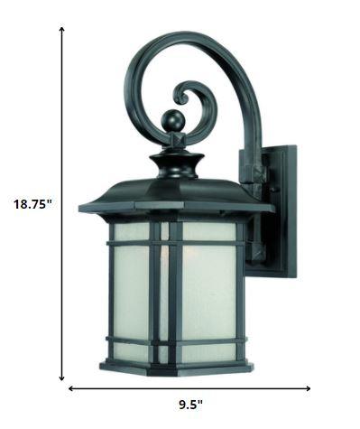 XL Matte Black Frosted Linen Glass Lantern Wall Light - AFS