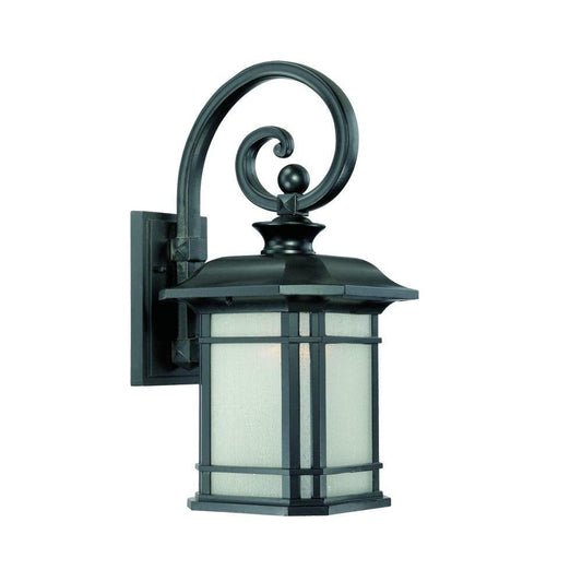 XL Matte Black Frosted Linen Glass Lantern Wall Light - AFS