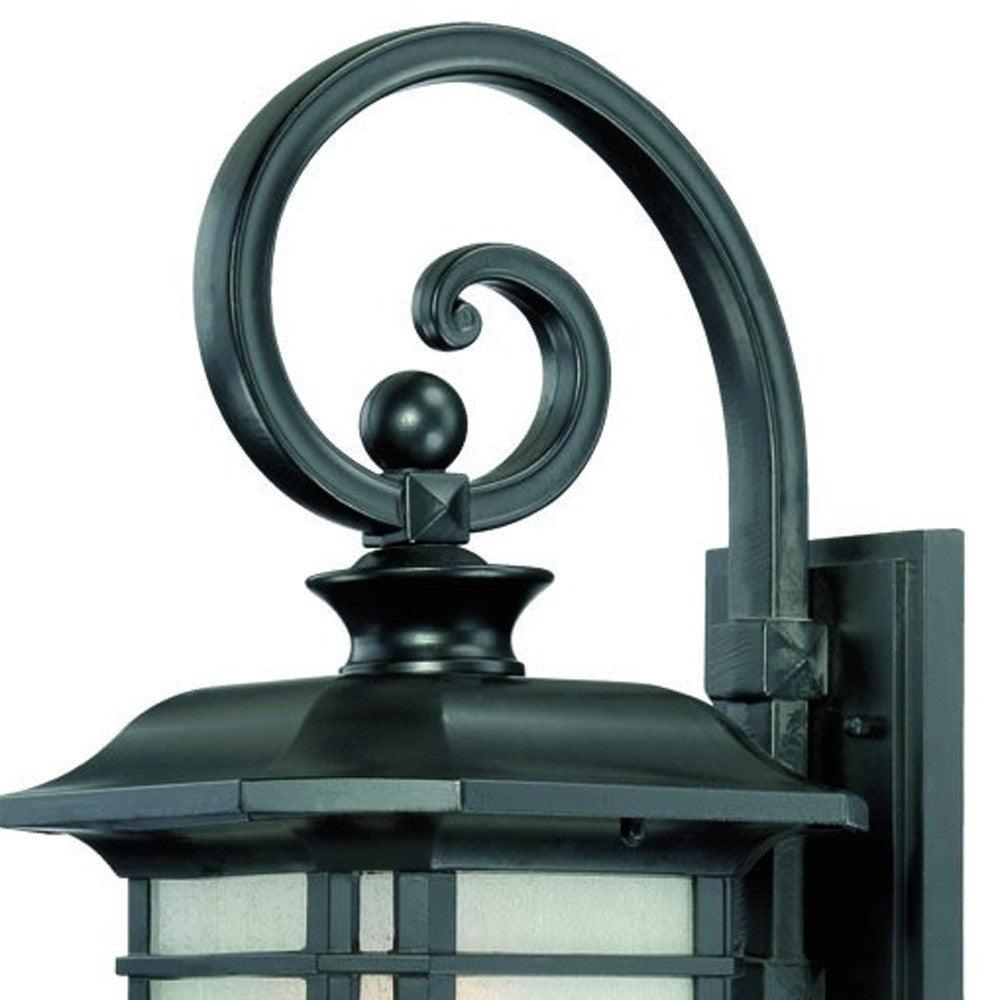 XL Matte Black Frosted Linen Glass Lantern Wall Light - AFS