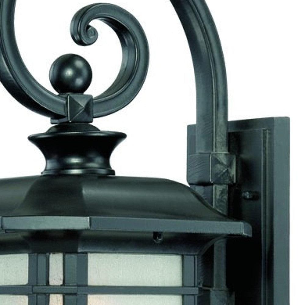 XL Matte Black Frosted Linen Glass Lantern Wall Light - AFS