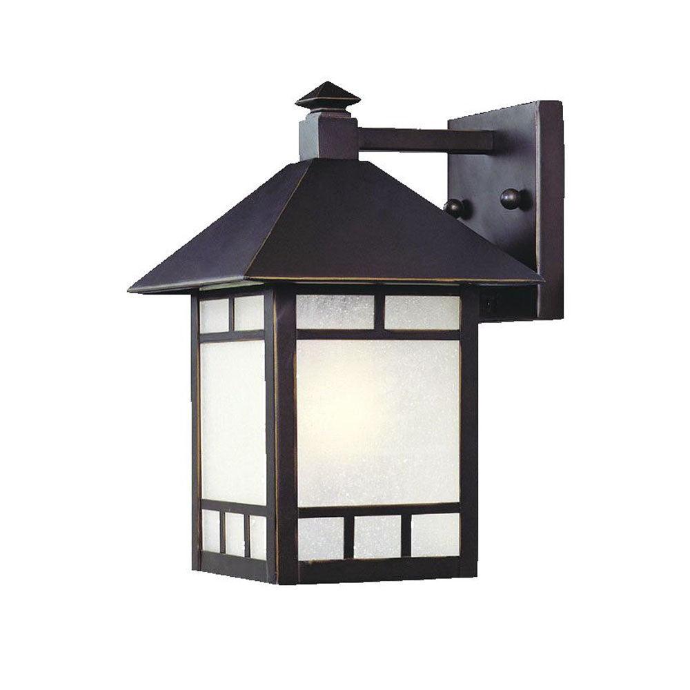 Petite Antique Bronze Frosted Glass Lantern Wall Light - AFS