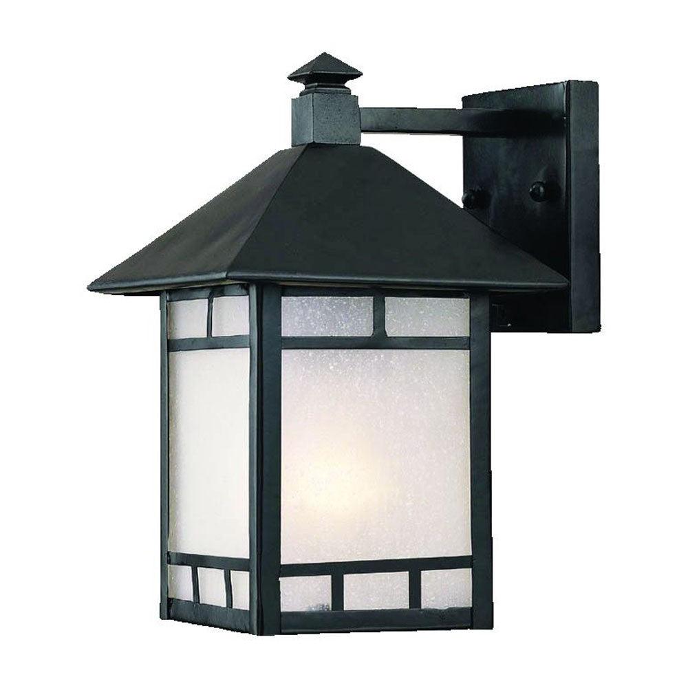 Petite Matte Black Frosted Glass Lantern Wall Light - AFS