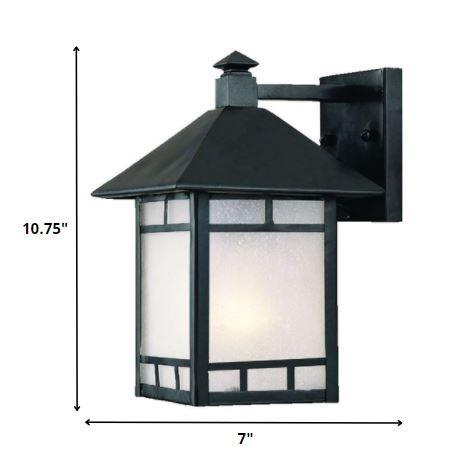 Petite Matte Black Frosted Glass Lantern Wall Light - AFS