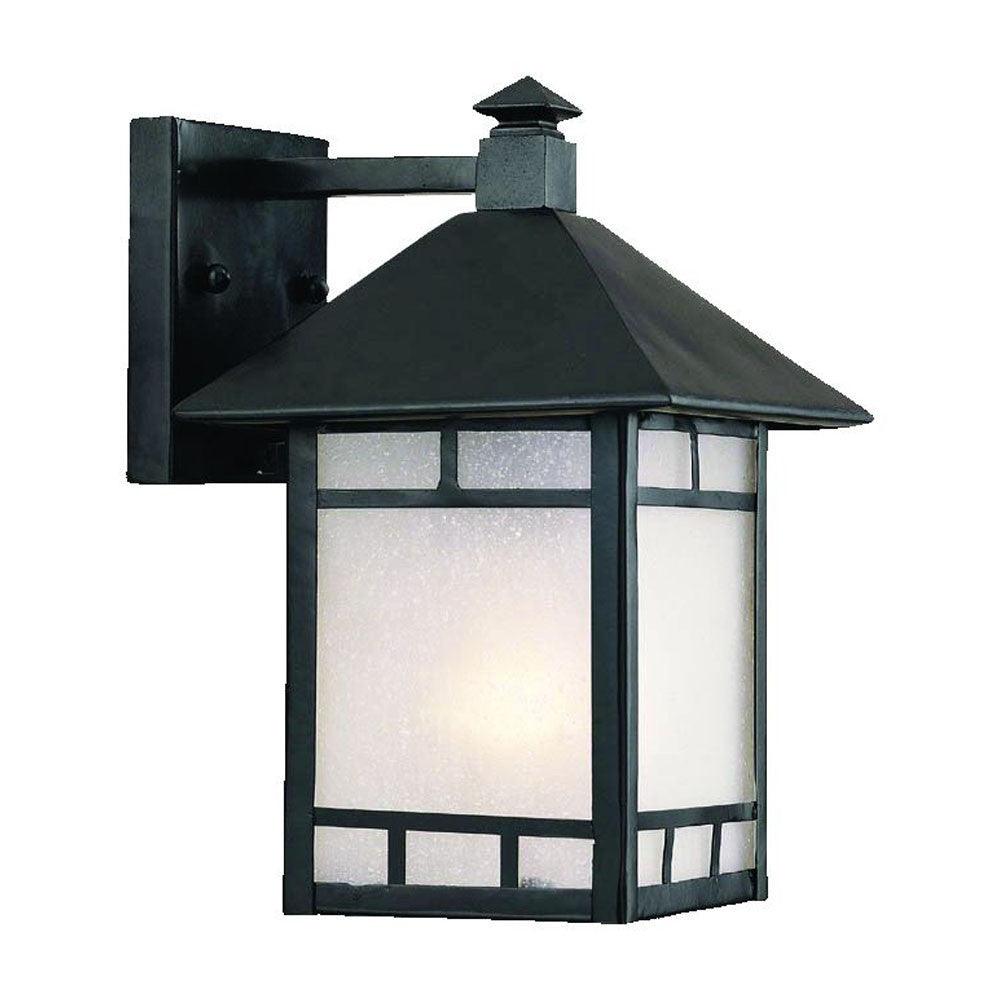 Petite Matte Black Frosted Glass Lantern Wall Light - AFS