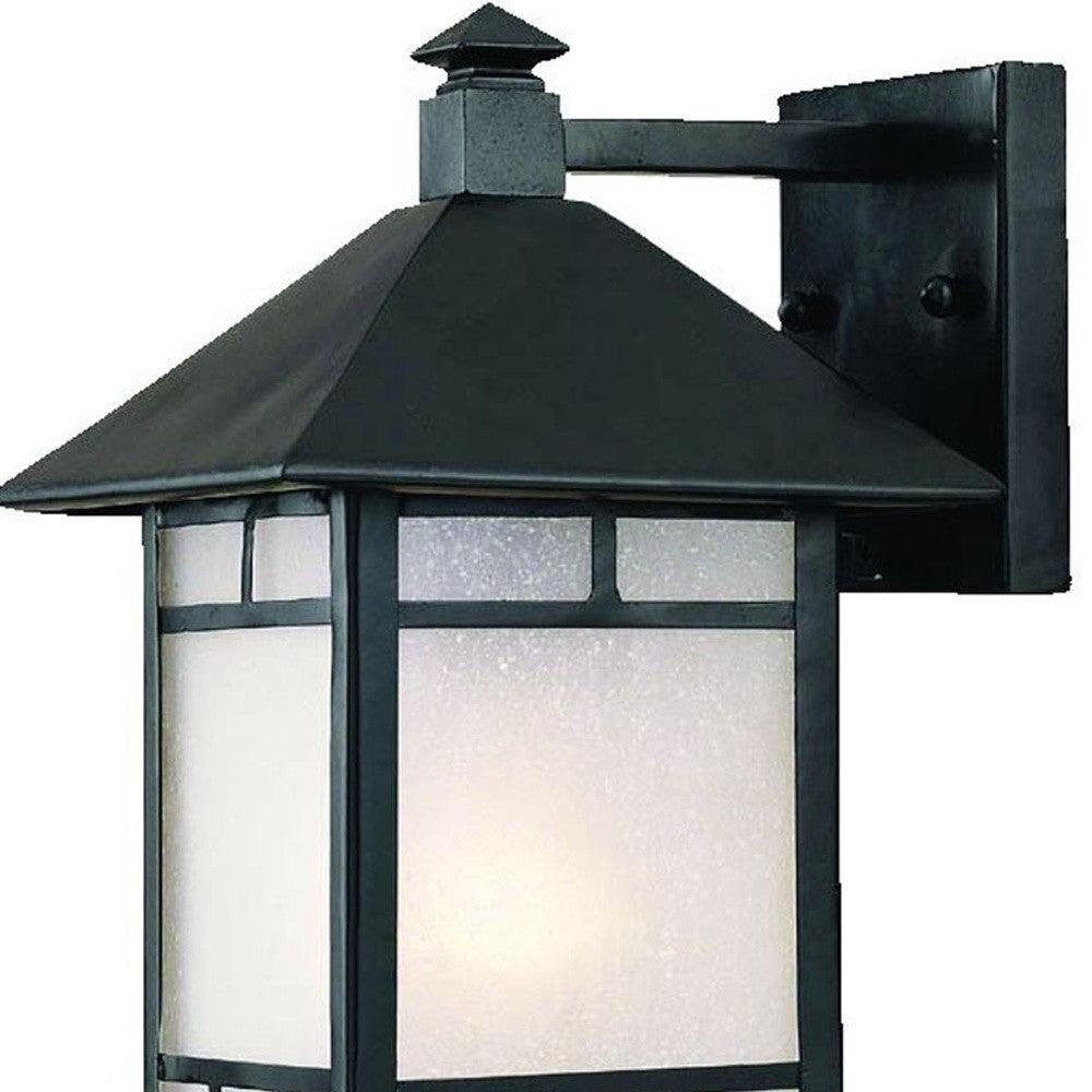 Petite Matte Black Frosted Glass Lantern Wall Light - AFS