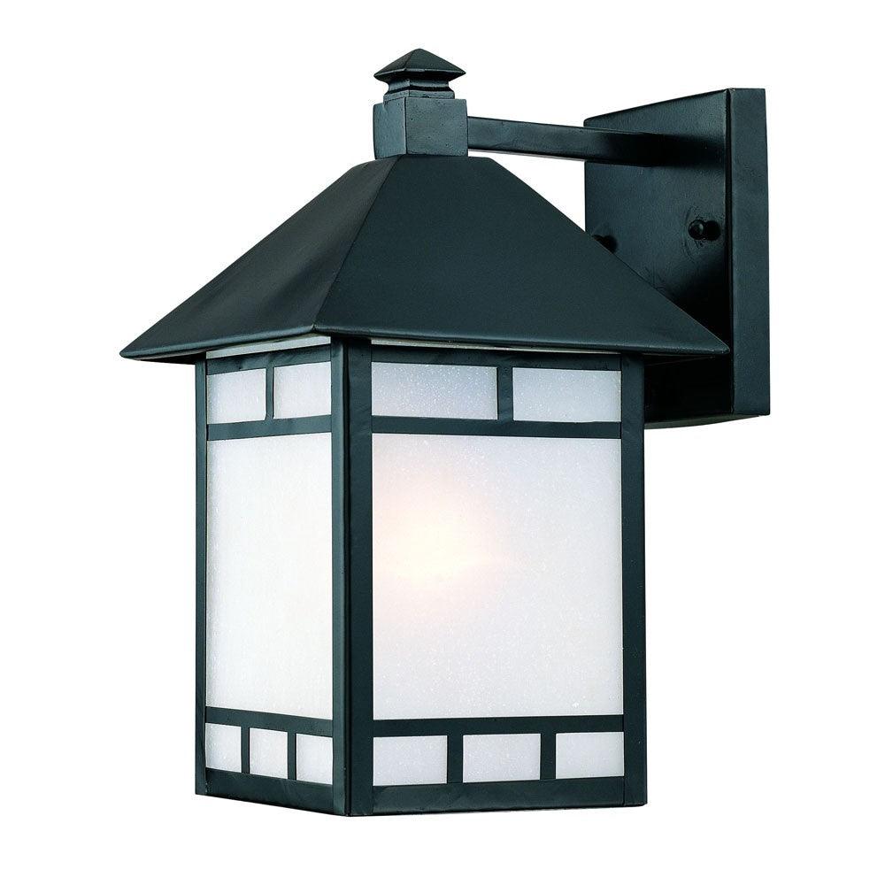 Matte Black Frosted Glass Lantern Wall Light - AFS