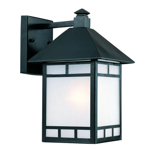 Matte Black Frosted Glass Lantern Wall Light - AFS