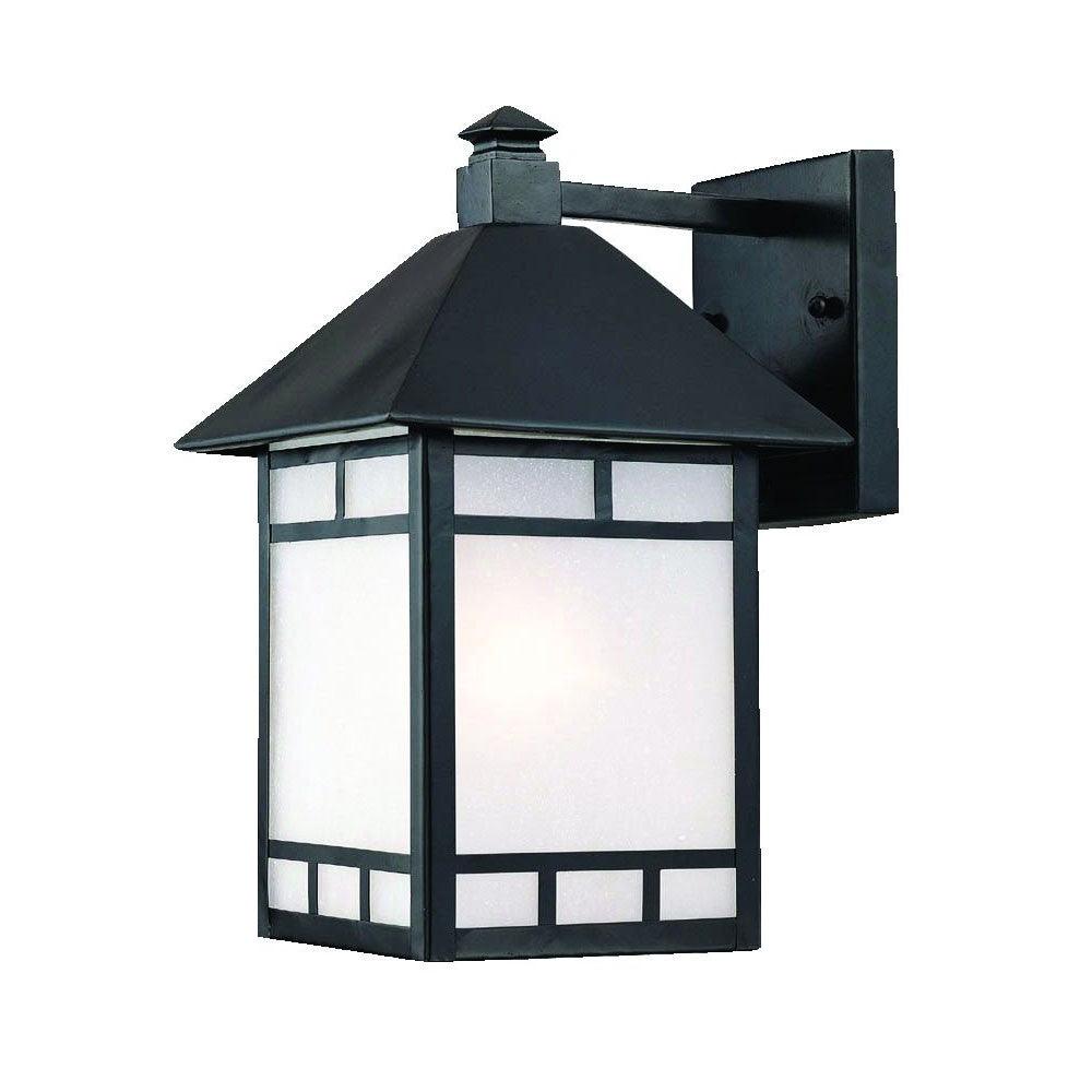 XL Matte Black Frosted Glass Lantern Wall Light - AFS