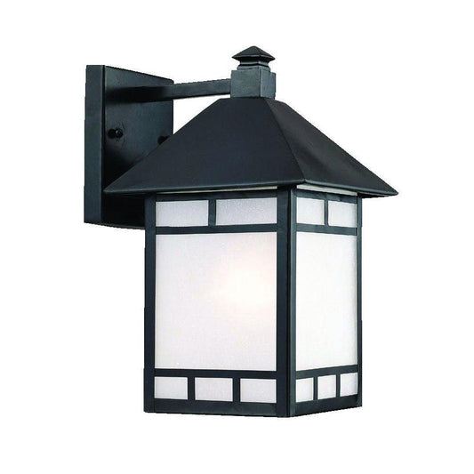 XL Matte Black Frosted Glass Lantern Wall Light - AFS