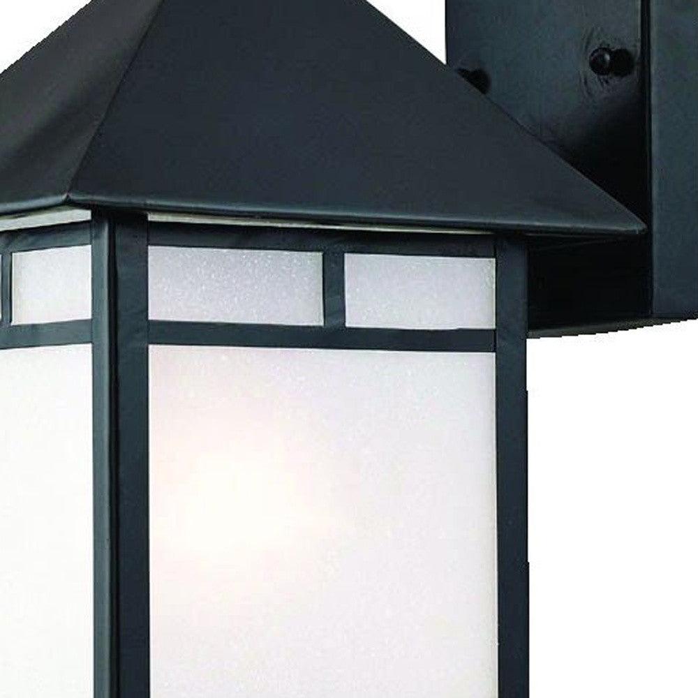 XL Matte Black Frosted Glass Lantern Wall Light - AFS