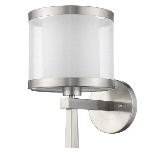 White and Silver Wall Light with Fabric Shade - AFS