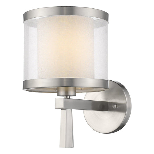 White and Silver Wall Light with Fabric Shade - AFS