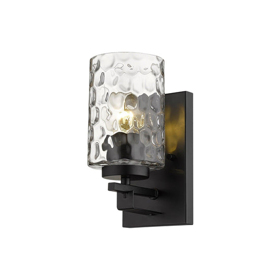 Black Metal and Pebbled Glass Wall Sconce - AFS