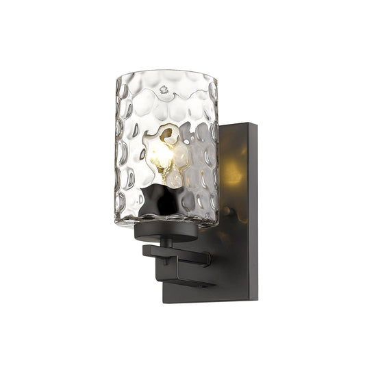 Bronze Metal and Pebbled Glass Wall Sconce - AFS