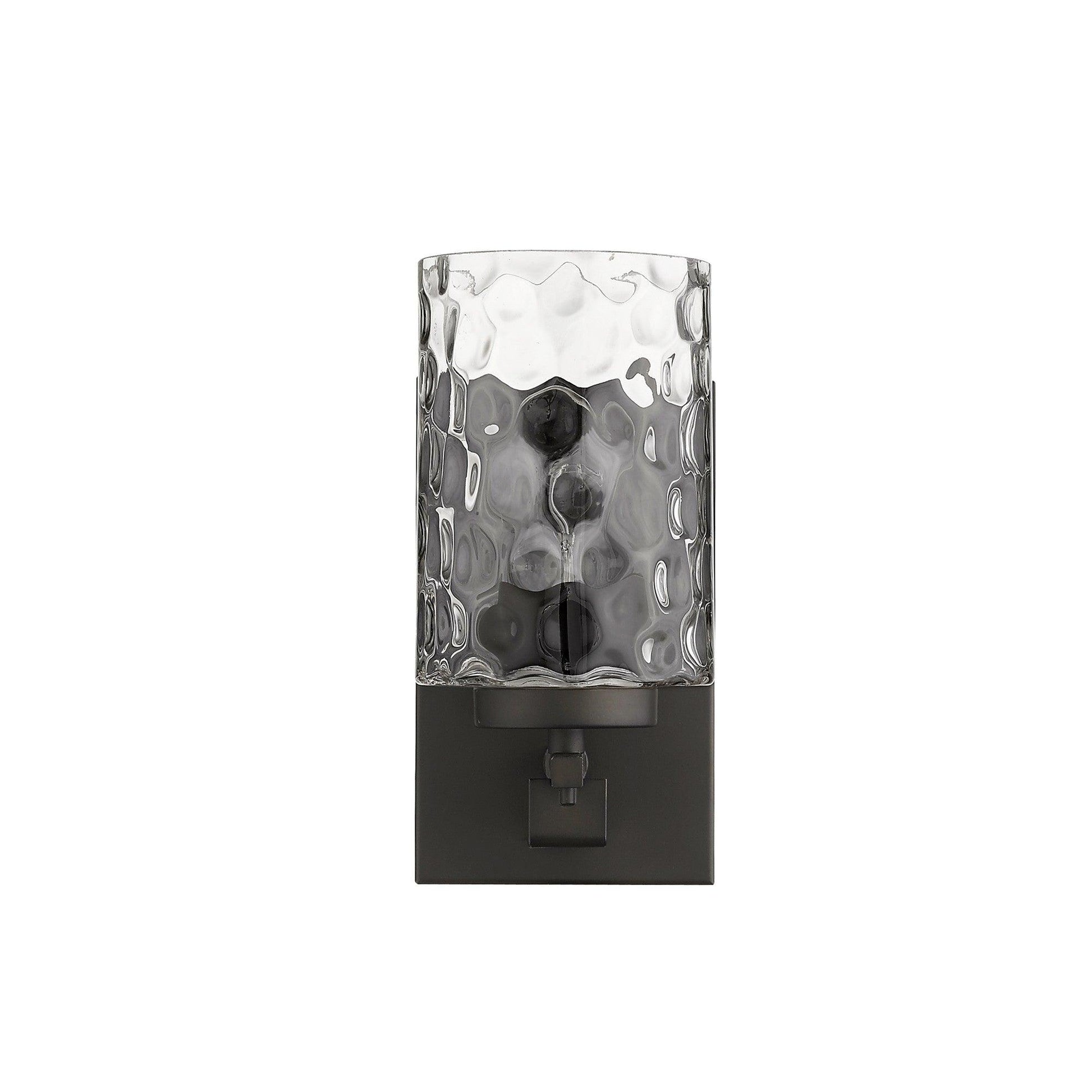 Bronze Metal and Pebbled Glass Wall Sconce - AFS