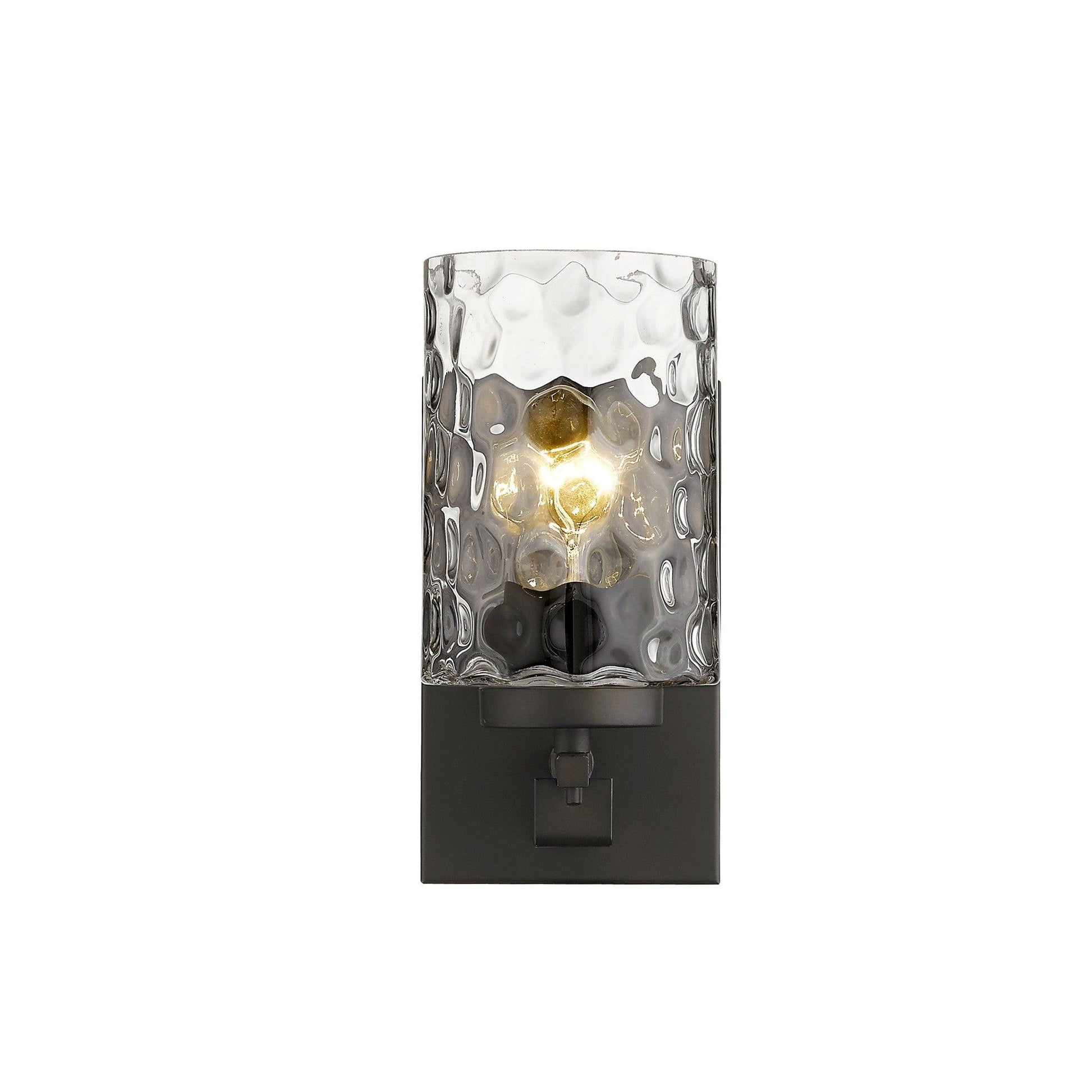 Bronze Metal and Pebbled Glass Wall Sconce - AFS