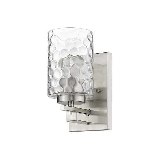 Silver Metal and Pebbled Glass Wall Sconce - AFS