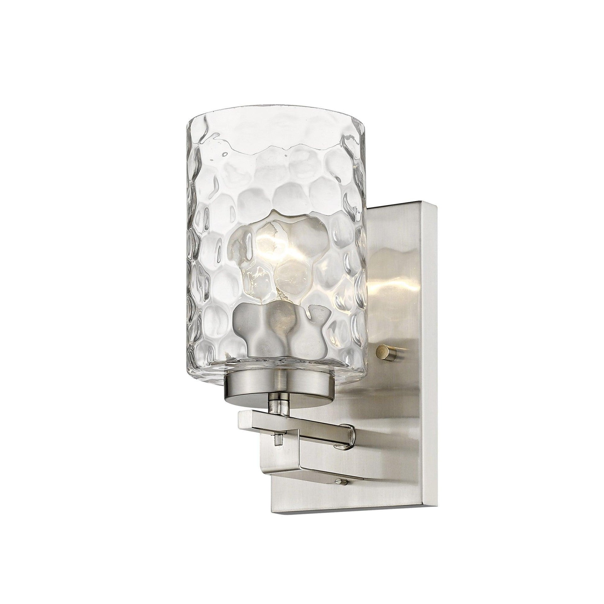 Silver Metal and Pebbled Glass Wall Sconce - AFS