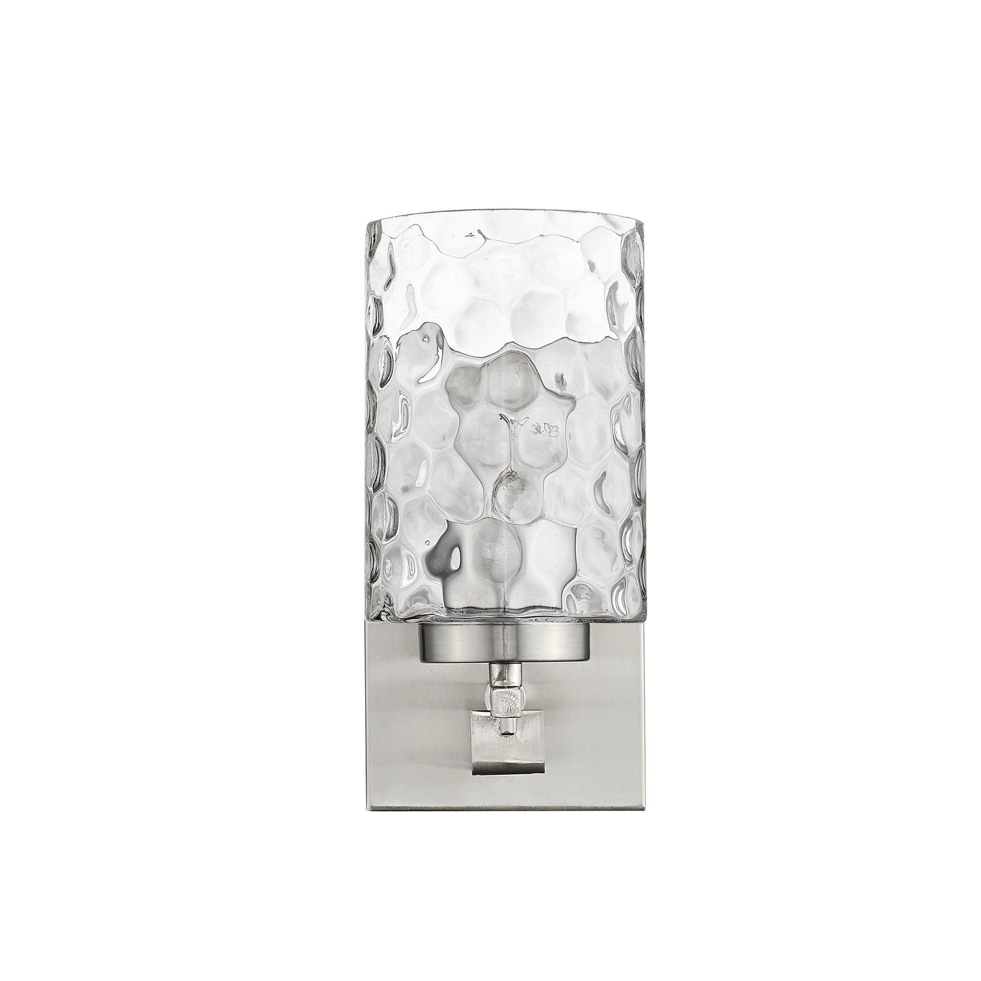 Silver Metal and Pebbled Glass Wall Sconce - AFS