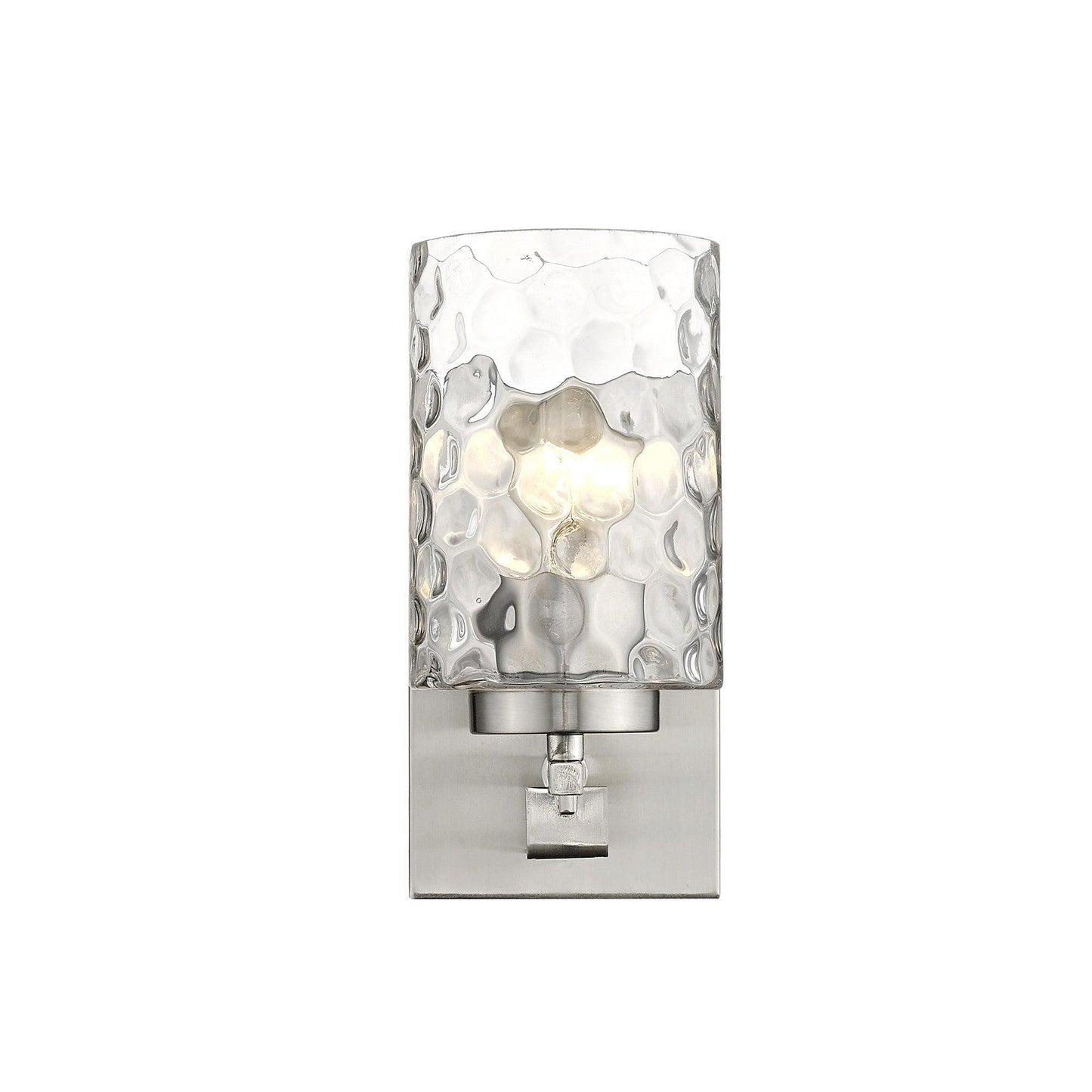 Silver Metal and Pebbled Glass Wall Sconce - AFS