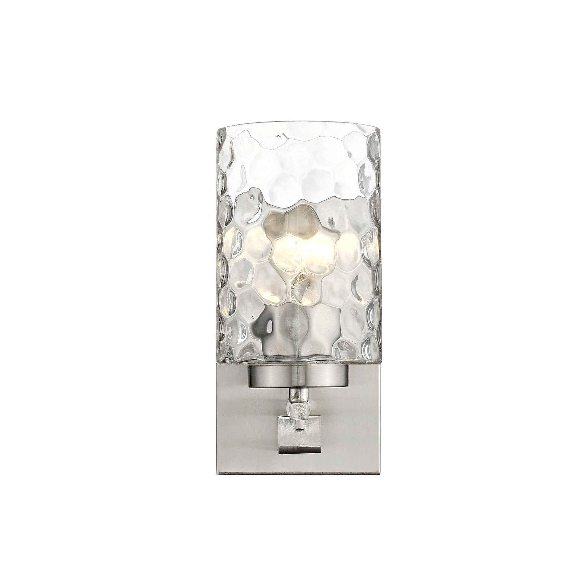 Silver Metal and Pebbled Glass Wall Sconce - AFS