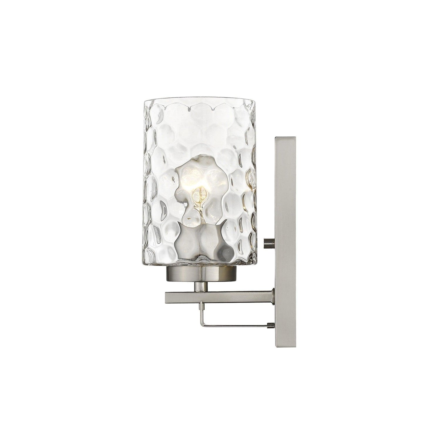 Silver Metal and Pebbled Glass Wall Sconce - AFS