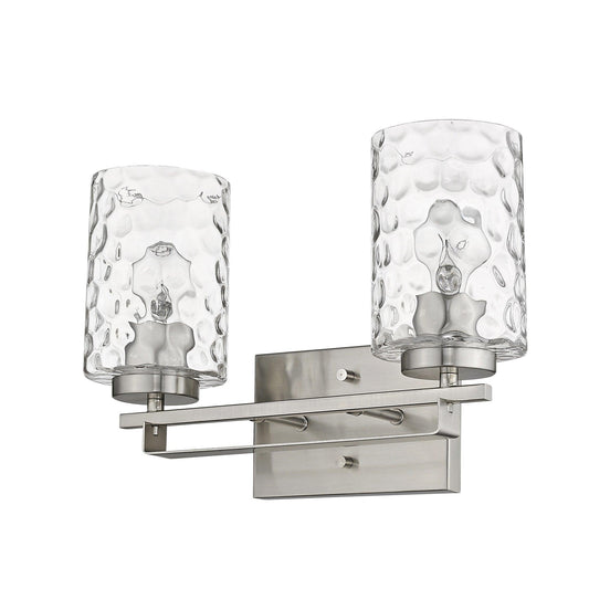 Silver Metal and Pebbled Glass Two Light Wall Sconce - AFS