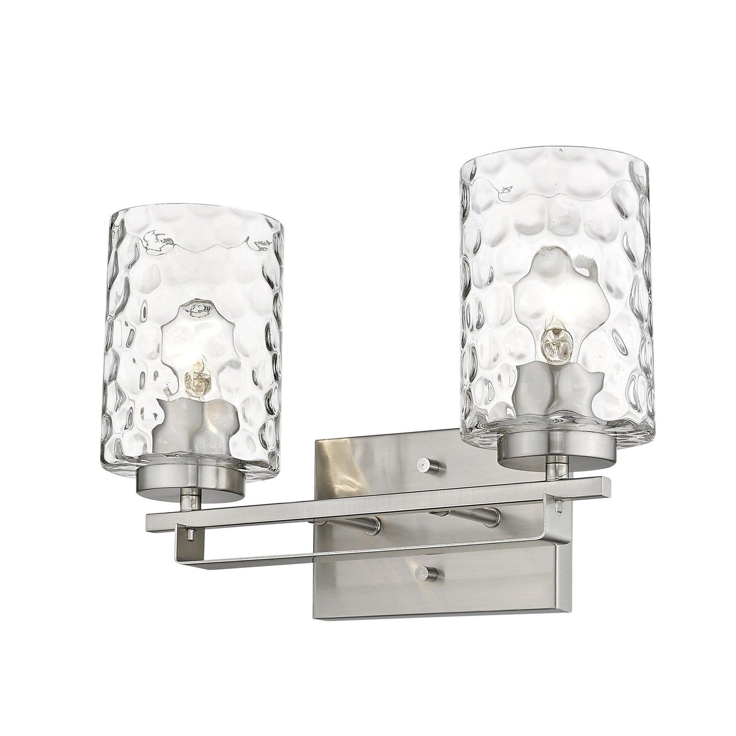 Silver Metal and Pebbled Glass Two Light Wall Sconce - AFS