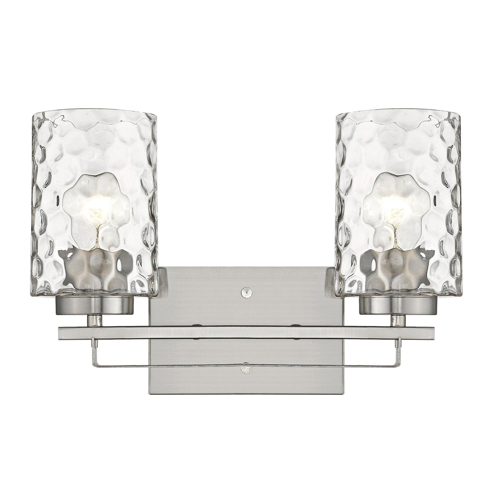 Silver Metal and Pebbled Glass Two Light Wall Sconce - AFS