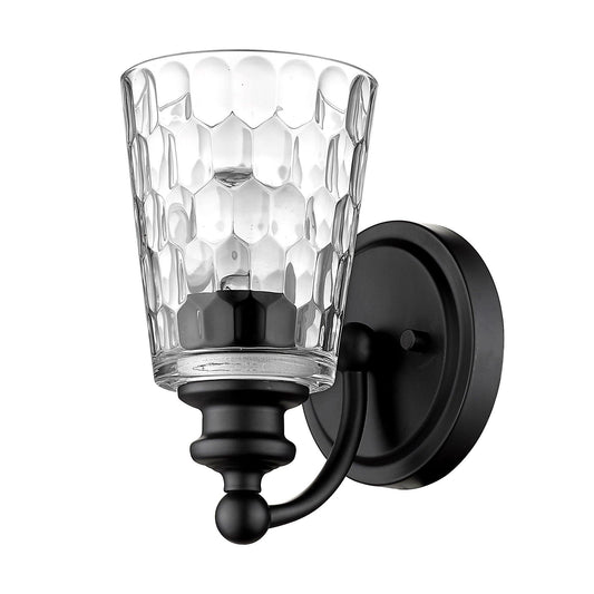 Black Metal and Pebbled Glass Wall Light - AFS