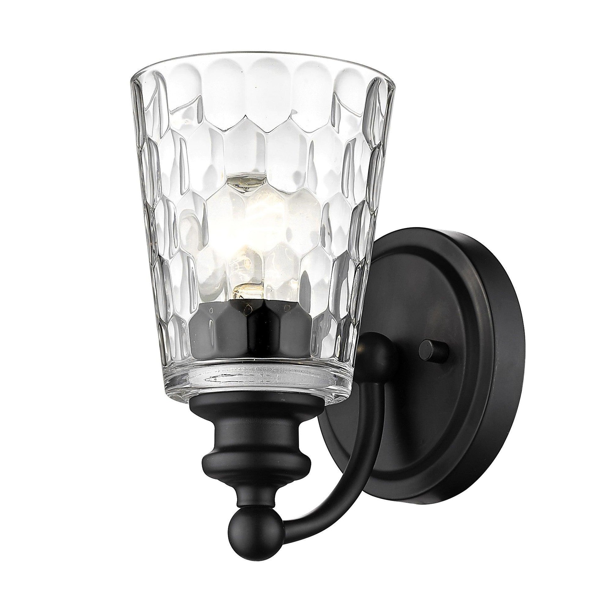 Black Metal and Pebbled Glass Wall Light - AFS