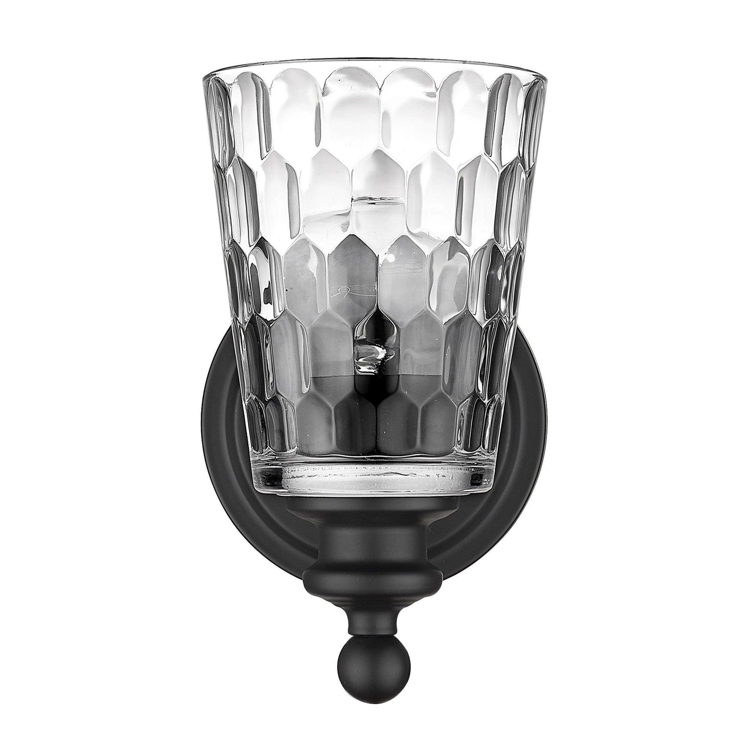 Black Metal and Pebbled Glass Wall Light - AFS