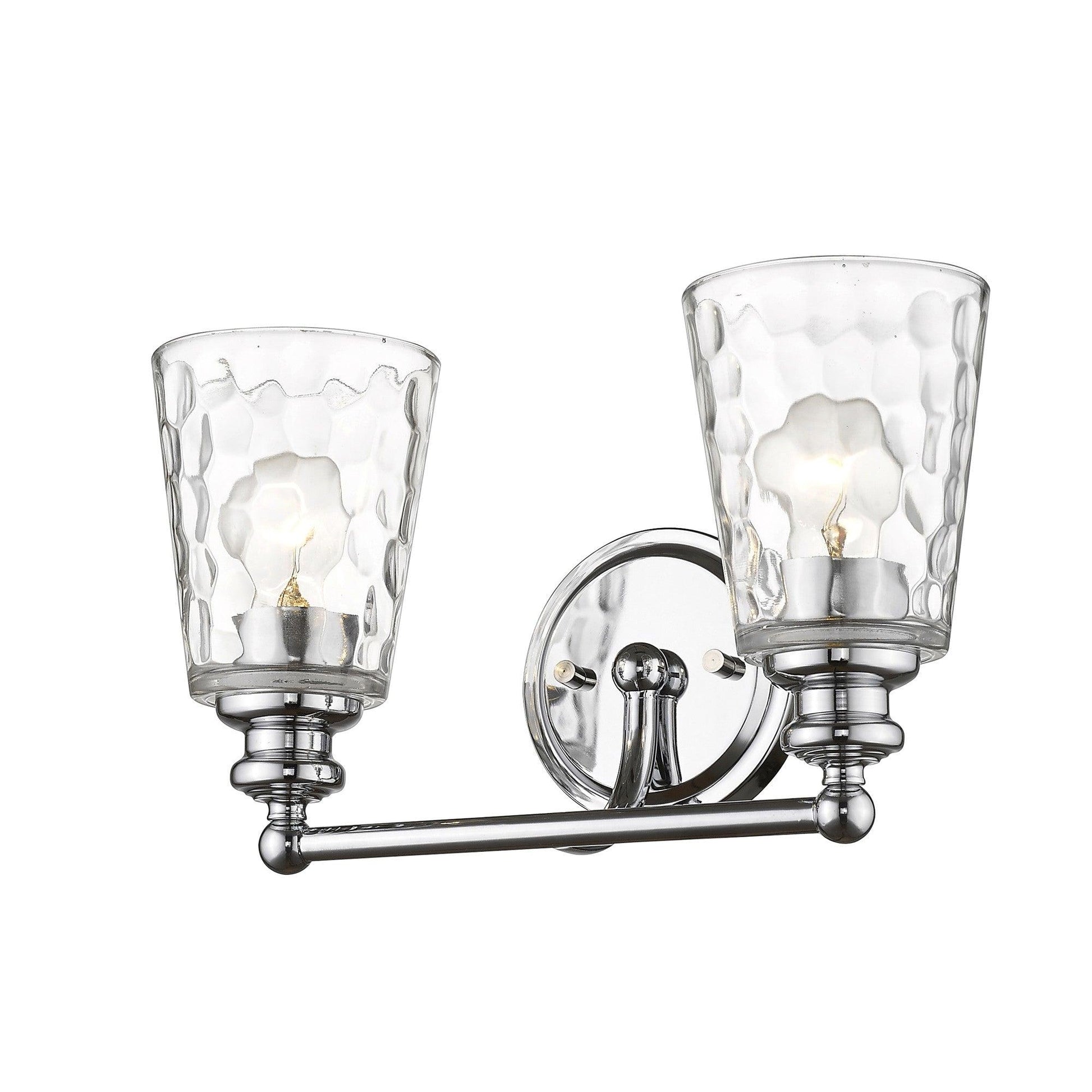 Silver Metal and Pebbled Glass Two Light Wall Light - AFS