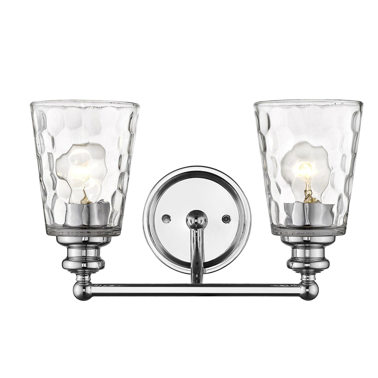 Silver Metal and Pebbled Glass Two Light Wall Light - AFS