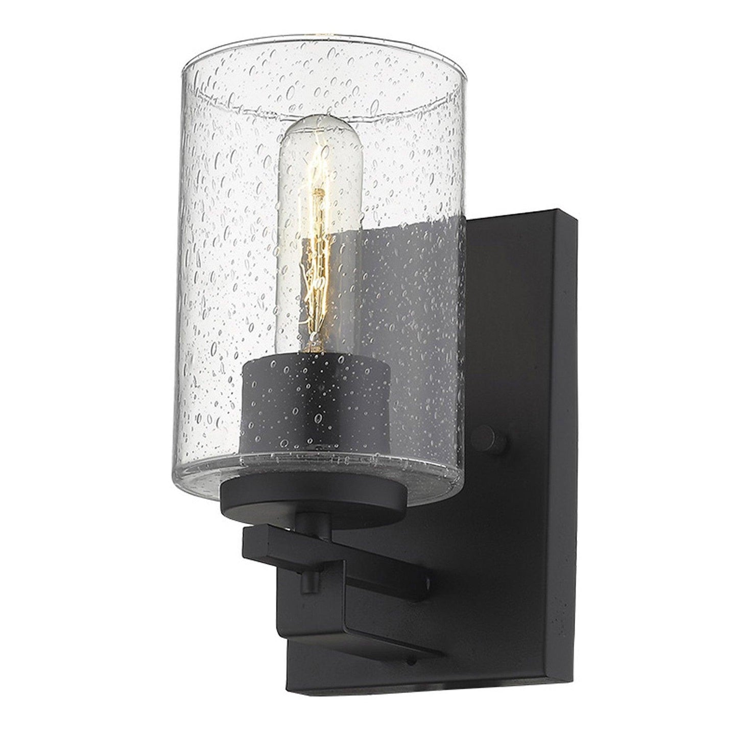 Black Metal and Textured Glass Wall Sconce - AFS