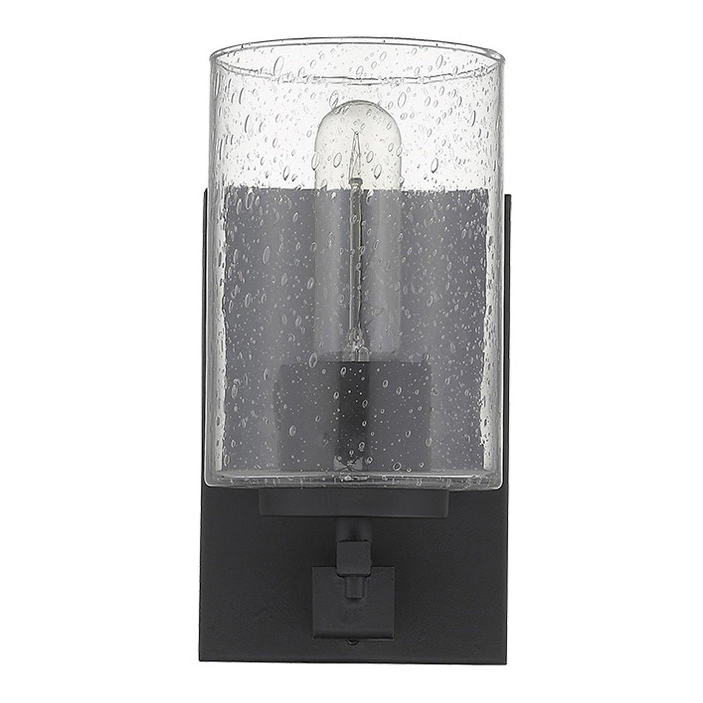 Black Metal and Textured Glass Wall Sconce - AFS