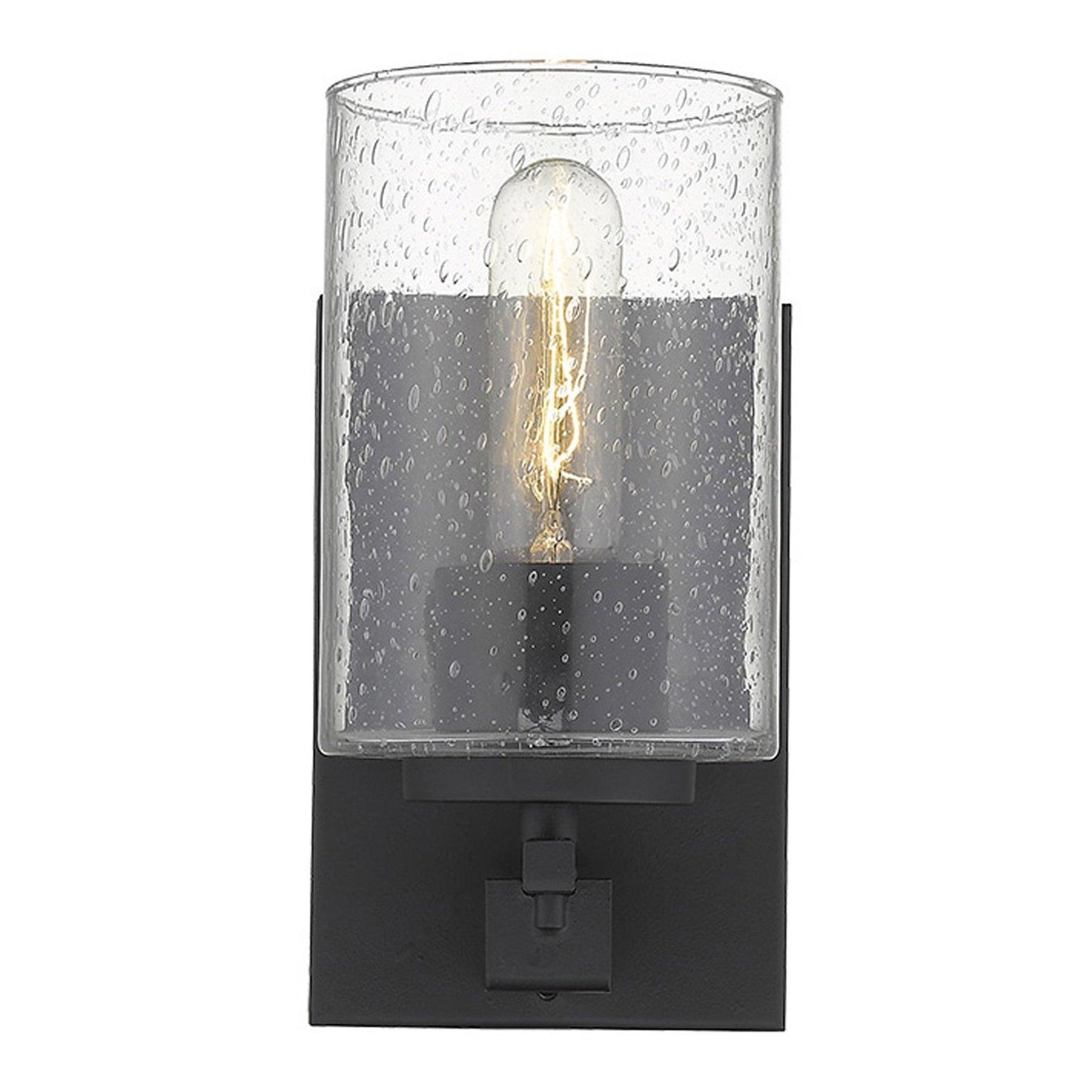 Black Metal and Textured Glass Wall Sconce - AFS