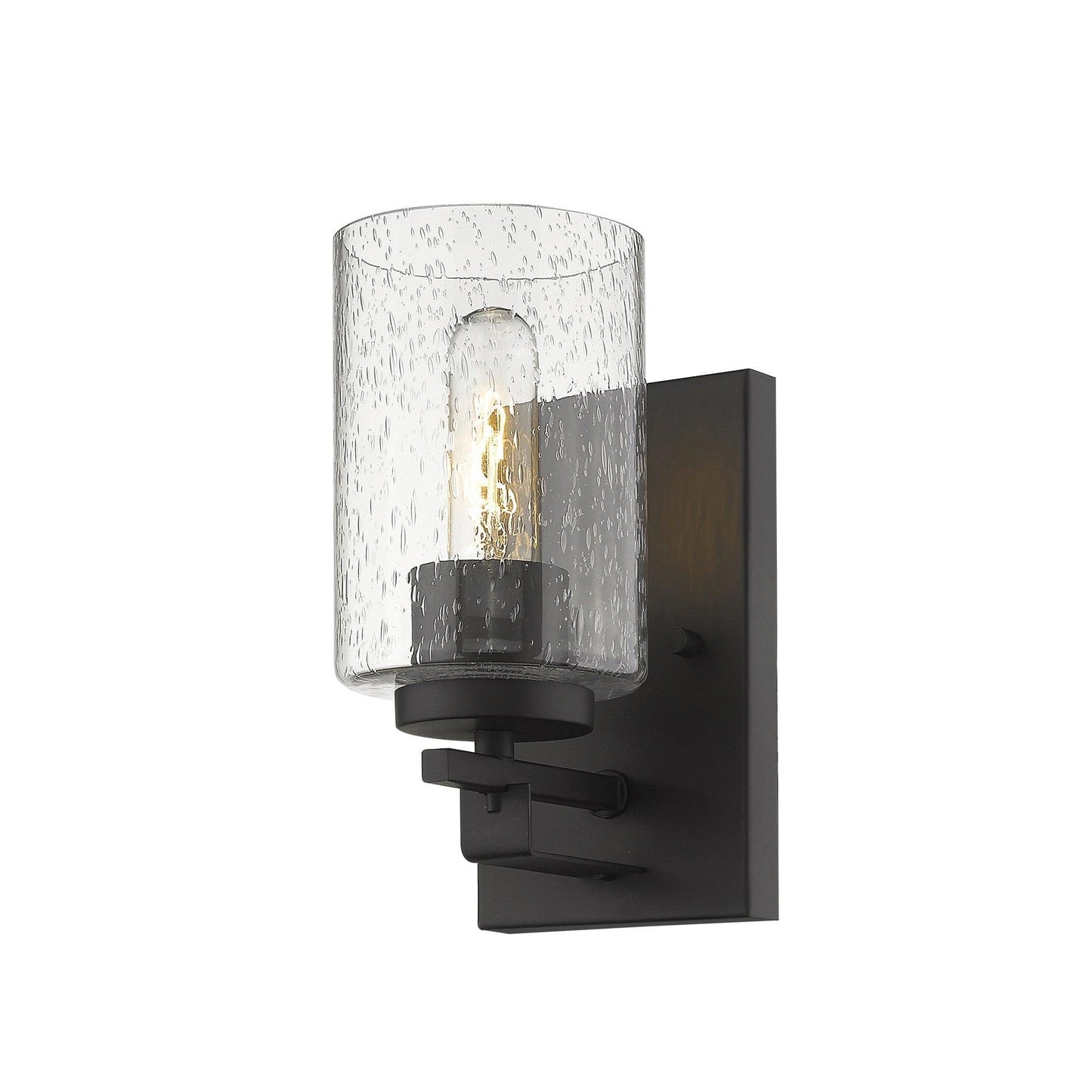 Bronze Metal and Textured Glass Wall Sconce - AFS