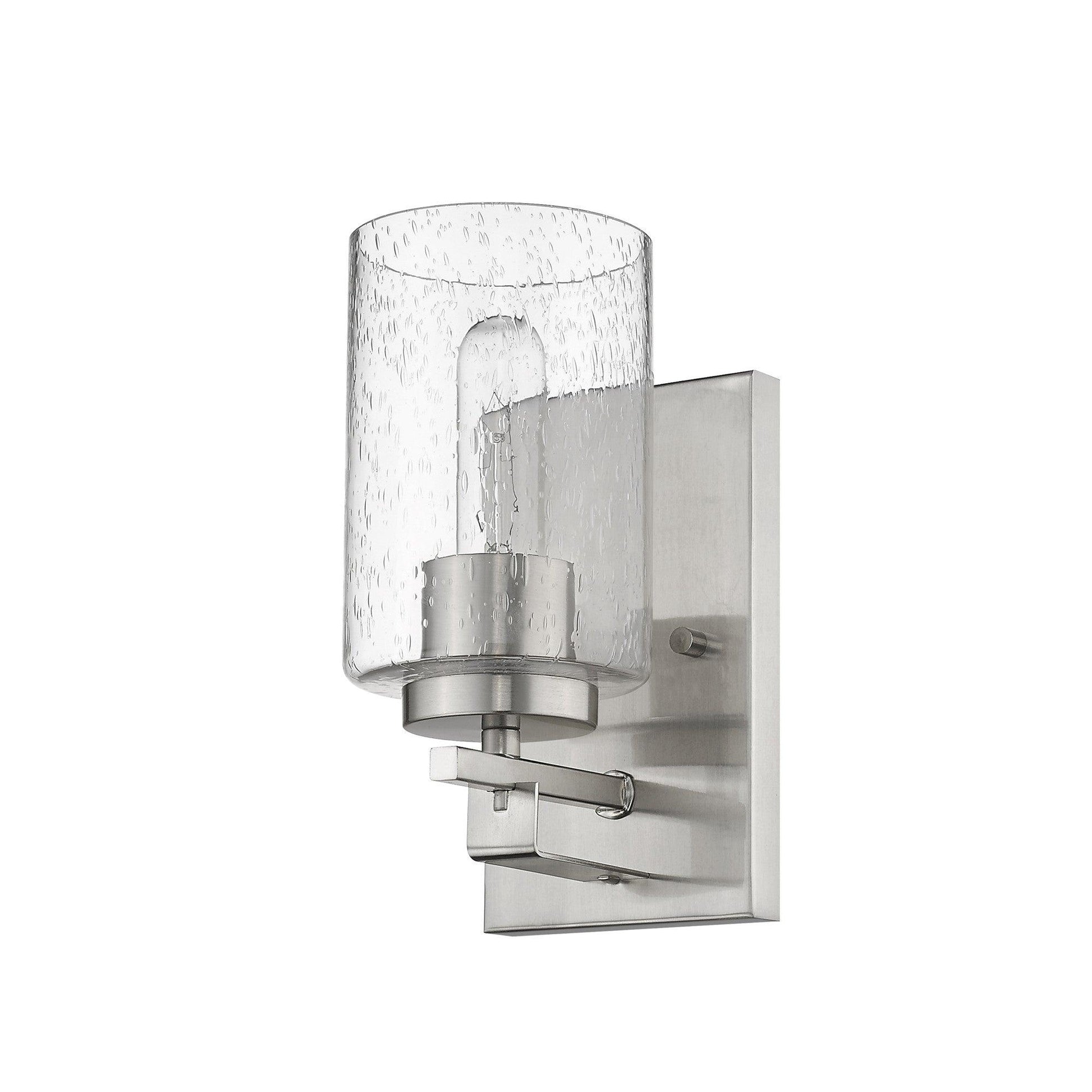 Silver Metal and Textured Glass Wall Sconce - AFS