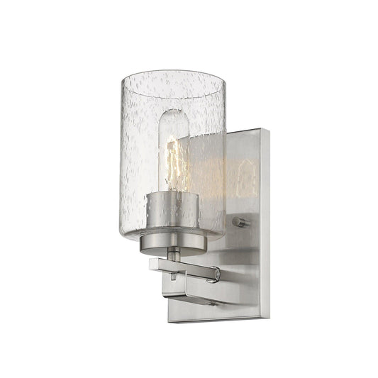 Silver Metal and Textured Glass Wall Sconce - AFS