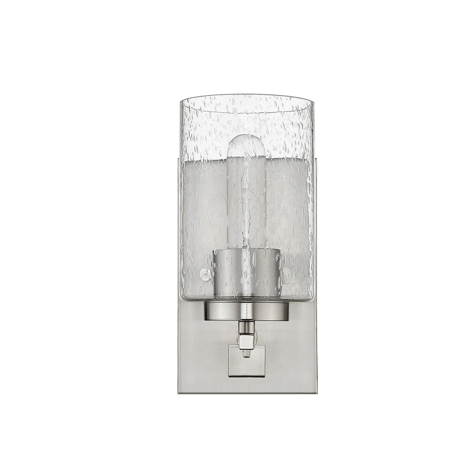 Silver Metal and Textured Glass Wall Sconce - AFS