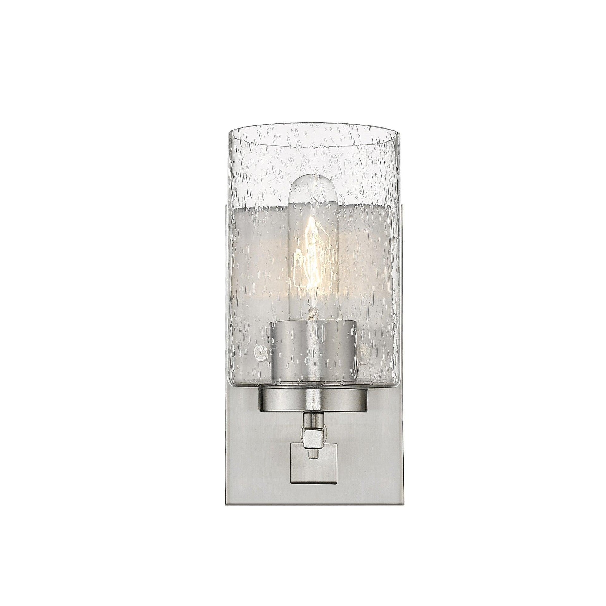 Silver Metal and Textured Glass Wall Sconce - AFS