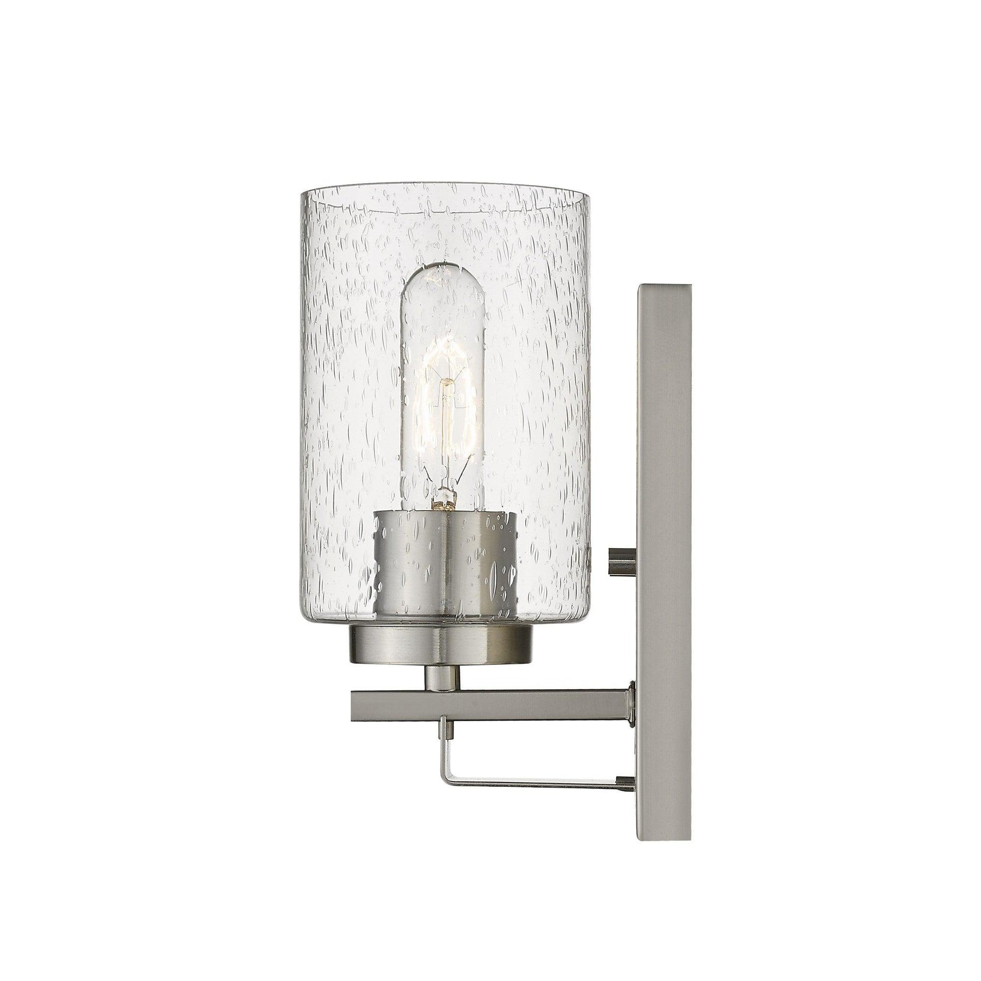 Silver Metal and Textured Glass Wall Sconce - AFS