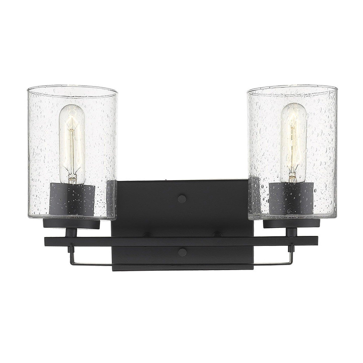 Black Metal and Textured Glass Two Light Wall Sconce - AFS