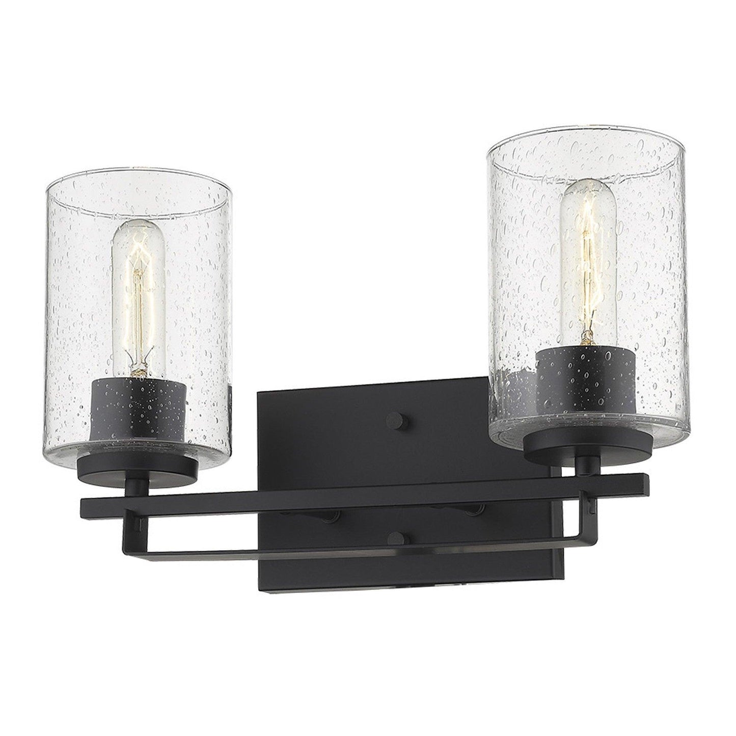 Black Metal and Textured Glass Two Light Wall Sconce - AFS