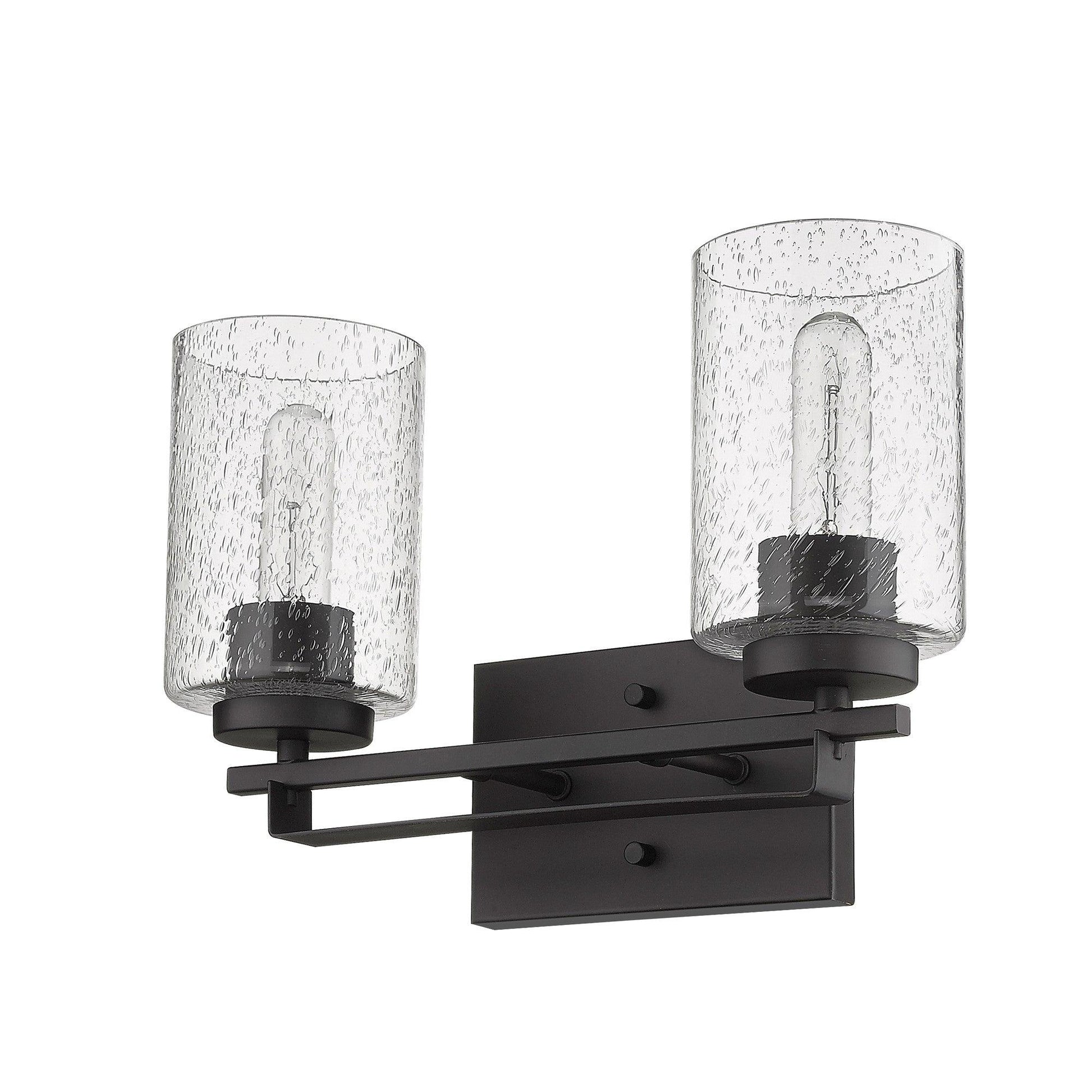 Bronze Metal and Textured Glass Two Light Wall Sconce - AFS